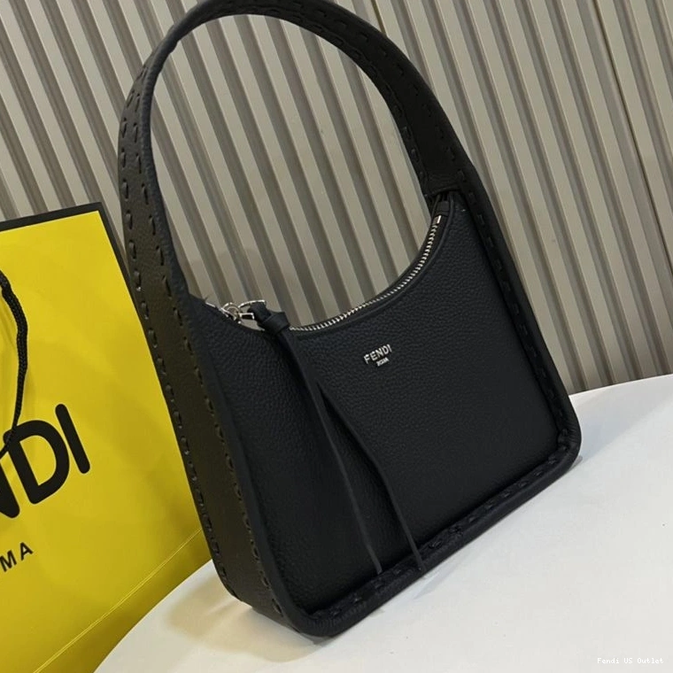 HOT Black In Fendi Leather Bag Romano Mini Fendessence Cuoio 0724